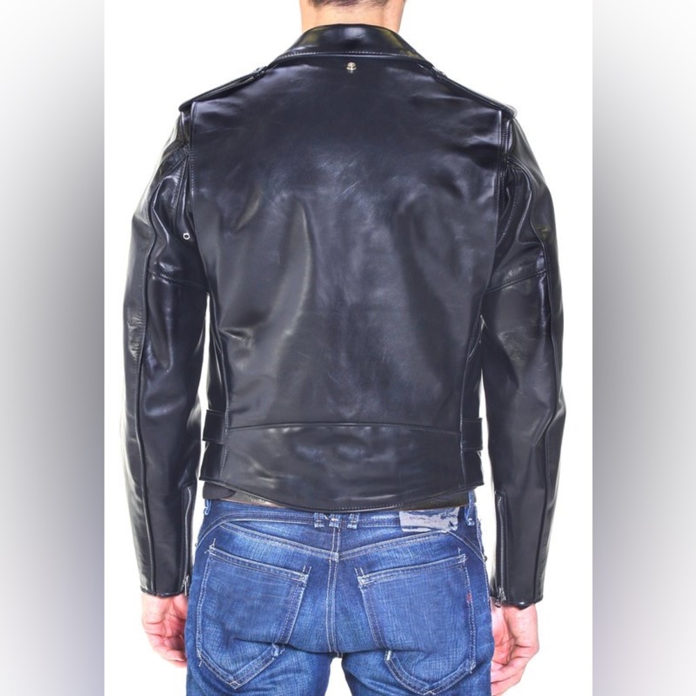 Scott Men's Black Leather Jacket - 618HH - Picture 4 of 12